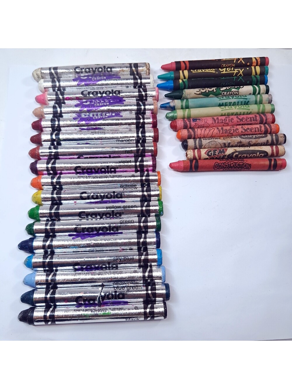Vintage Crayola Crayons Metallic FX Gel Glitter magic scent USA Binney & Smith